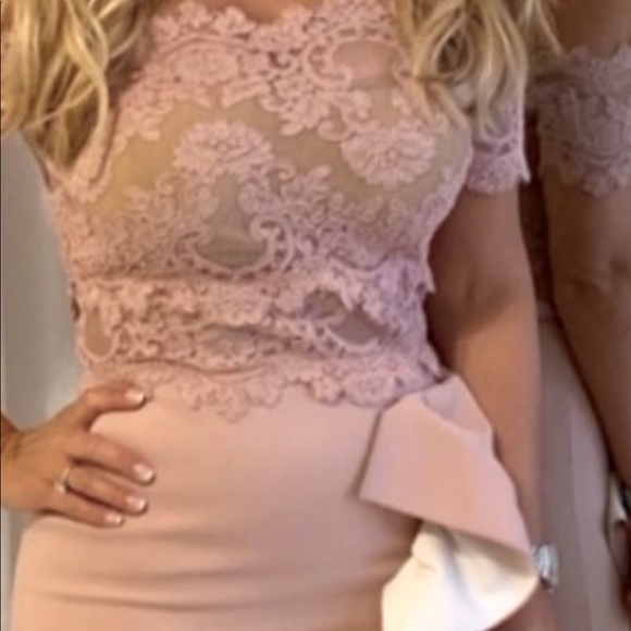 Nicole Bakti - Aida Off-Shoulder Lace Ruffled Midi Cocktail Dress US Size 10 - Picture 3 of 14